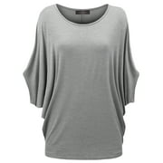 Made by Johnny Womens Scoop Neck Half Sleeve Batwing Dolman Top L HDG