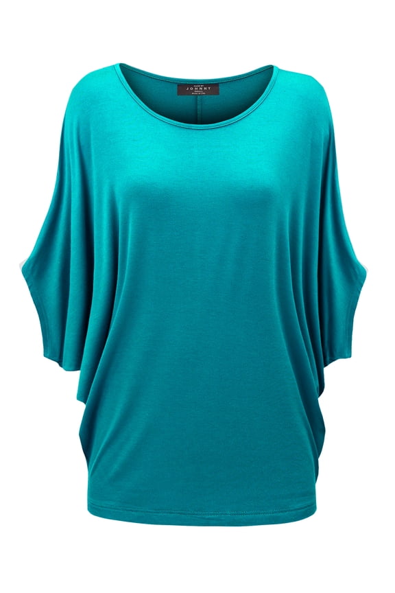 Women's Scoop Neck Half Sleeve Batwing Dolman Top XXXL JADE