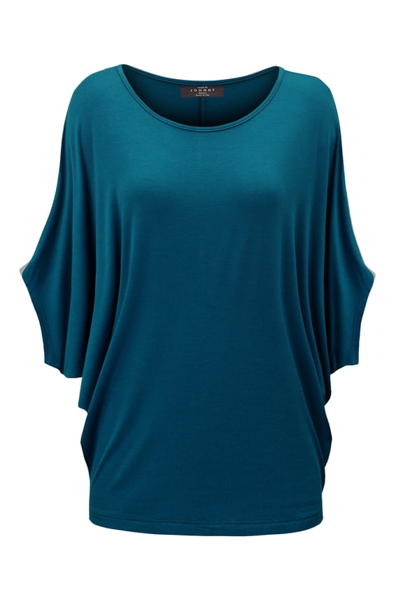 Women's Scoop Neck Half Sleeve Batwing Dolman Top XXXL TEAL