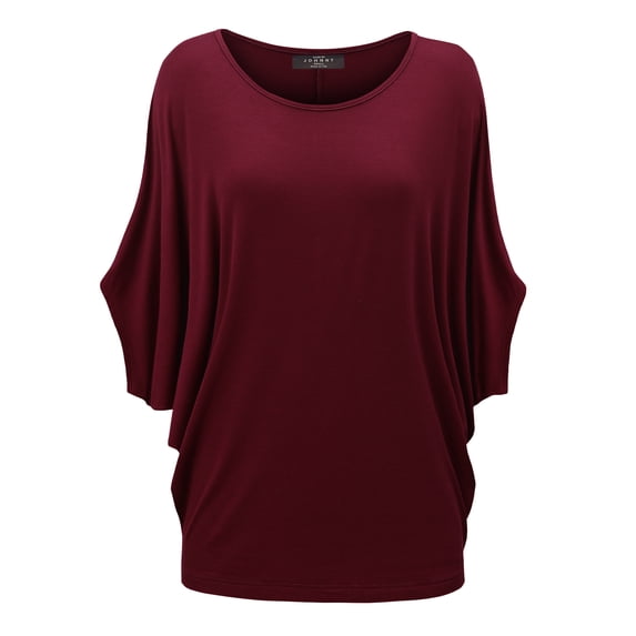 Made by Johnny Women's Scoop Neck Half Sleeve Batwing Dolman Top XXXL WINE