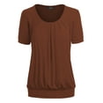 thumbnail image 1 of Made by Johnny Women's Scoop Neck Short Sleeve Pleated Front Blouse Tunic Top S RUST, 1 of 6