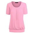 thumbnail image 1 of Made by Johnny Women's Scoop Neck Short Sleeve Pleated Front Blouse Tunic Top XXL PINK, 1 of 6