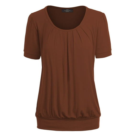 Made by Johnny Women's Scoop Neck Short Sleeve Pleated Front Blouse Tunic Top XXL RUST