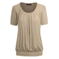 thumbnail image 1 of Made by Johnny Women's Scoop Neck Short Sleeve Pleated Front Blouse Tunic Top XXL TAUPE, 1 of 6