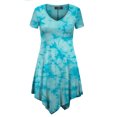 thumbnail image 1 of Made by Johnny Women's Short Sleeve All Over Tie-Dye Tunic Top M AQUA, 1 of 6