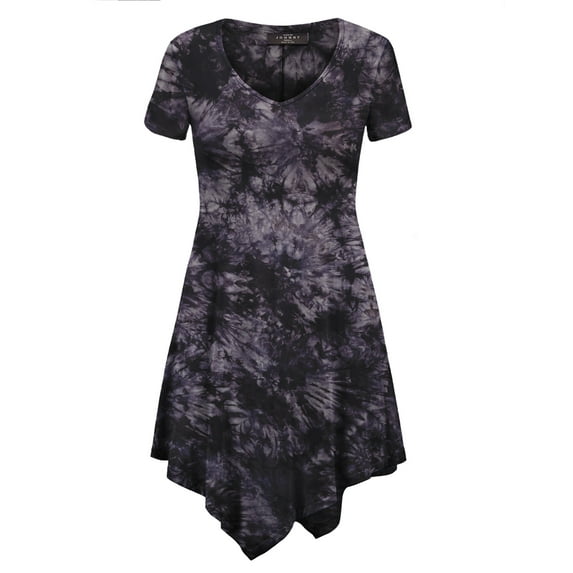 Made by Johnny Women's Short Sleeve All Over Tie-Dye Tunic Top S BLACK