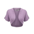 thumbnail image 1 of Made by Johnny Women's Short Sleeve Cropped Bolero Shrug Open Cardigan L LILAC, 1 of 5