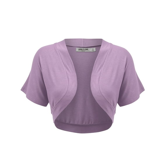 Made by Johnny Women's Short Sleeve Cropped Bolero Shrug Open Cardigan M LILAC