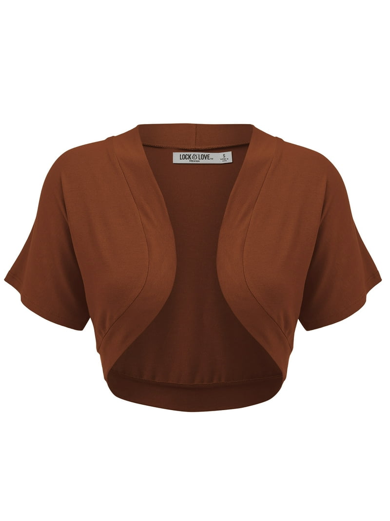 Made by Johnny Women's Short Sleeve Cropped Bolero Shrug Open