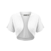 Made by Johnny Women's Short Sleeve Cropped Bolero Shrug Open Cardigan XL WHITE