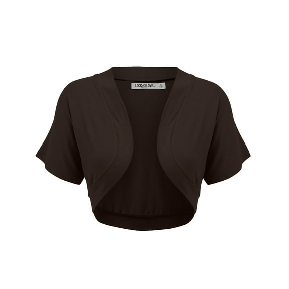 Made by Johnny Women's Short Sleeve Cropped Bolero Shrug Open Cardigan XXL BROWN