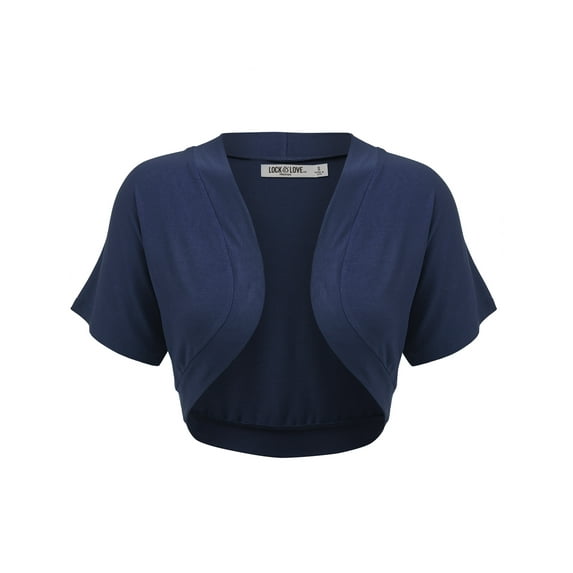 Made by Johnny Women's Short Sleeve Cropped Bolero Shrug Open Cardigan XXXL NAVY