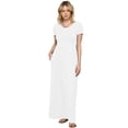 thumbnail image 1 of Made by Johnny Women's Short Sleeve Loose Plain Casual Long Maxi Dresses with Pockets L WHITE, 1 of 6