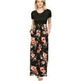 thumbnail image 1 of Made by Johnny Women's Short Sleeve Loose Plain Casual Long Maxi Dresses with Pockets M SOLID_BLACK_FLORAL, 1 of 6