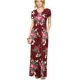 thumbnail image 1 of Made by Johnny Women's Short Sleeve Loose Plain Casual Long Maxi Dresses with Pockets S WINE_FLORAL, 1 of 6