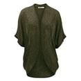 thumbnail image 1 of Made by Johnny Women's Short Sleeve Open-Front Batwing Cardigan L OLIVE_BLACK, 1 of 6