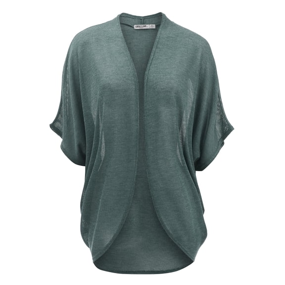 Made by Johnny Women's Short Sleeve Open-Front Batwing Cardigan M HUNTER_GREEN