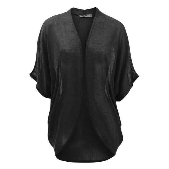 Made by Johnny Women's Short Sleeve Open-Front Batwing Cardigan XXXL BLACK