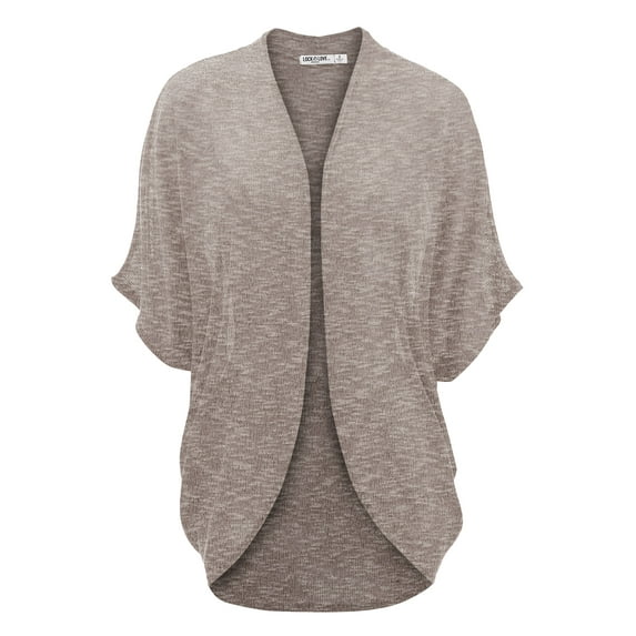 Made by Johnny Women's Short Sleeve Open-Front Batwing Cardigan XXXL WHITE_KHAKI