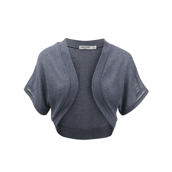 Made by Johnny Women's Short Sleeve Shrug Open Cardigan XL NAVY