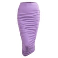 thumbnail image 1 of Made by Johnny Women's Slim fit Bodycon Party Club Night Out Elegant Ruched High Waist Long Pencil Skirt with Side Shirring L LILAC, 1 of 6