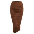 thumbnail image 1 of Made by Johnny Women's Slim fit Bodycon Party Club Night Out Elegant Ruched High Waist Long Pencil Skirt with Side Shirring L RUST, 1 of 6