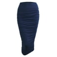 thumbnail image 1 of Made by Johnny Women's Slim fit Bodycon Party Club Night Out Elegant Ruched High Waist Long Pencil Skirt with Side Shirring M NAVY, 1 of 6