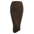 thumbnail image 1 of Made by Johnny Women's Slim fit Bodycon Party Club Night Out Elegant Ruched High Waist Long Pencil Skirt with Side Shirring XXL BROWN, 1 of 6