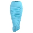 thumbnail image 1 of Made by Johnny Women's Slim fit Bodycon Party Club Night Out Elegant Ruched High Waist Long Pencil Skirt with Side Shirring XXXL AQUA, 1 of 6