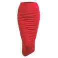 thumbnail image 1 of Made by Johnny Women's Slim fit Bodycon Party Club Night Out Elegant Ruched High Waist Long Pencil Skirt with Side Shirring XXXL RED, 1 of 6