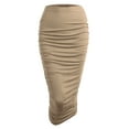 thumbnail image 1 of Made by Johnny Women's Slim fit Bodycon Party Club Night Out Elegant Ruched High Waist Long Pencil Skirt with Side Shirring XXXL TAUPE, 1 of 6