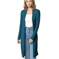 thumbnail image 1 of Made by Johnny Women's Solid Long Sleeve Open Front Long Cardigan XXL TEAL, 1 of 6