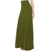 Made by Johnny Womens Solid Maxi Skirt with Elastic Waist Band XL OLIVE
