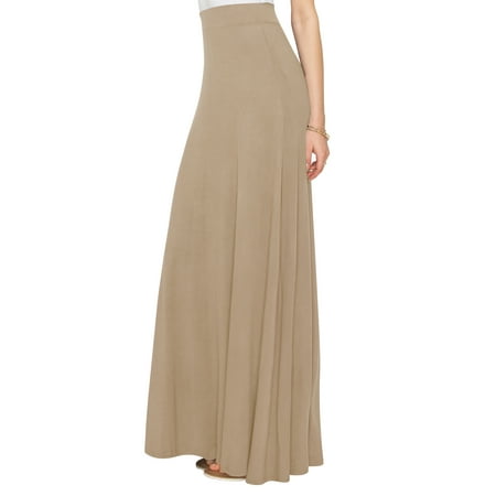 Made by Johnny Women's Solid Maxi Skirt with Elastic Waist Band XXXXL TAUPE