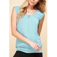 thumbnail image 1 of Made by Johnny Women's Solid Short Sleeve Sweetheart Top XXL AQUA, 1 of 6
