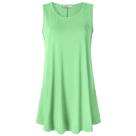 Made by Johnny Women's Solid Sleeveless Tunic for Leggings Swing Flare Tank Tops S-5XL Plus Size L MINT