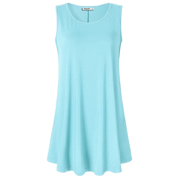 Made by Johnny Women's Solid Sleeveless Tunic for Leggings Swing Flare Tank Tops S-5XL Plus Size S AQUA