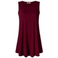 thumbnail image 1 of Made by Johnny Women's Solid Sleeveless Tunic for Leggings Swing Flare Tank Tops S-5XL Plus Size XXXXL WINE, 1 of 6