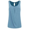 thumbnail image 1 of Made by Johnny Women's Summer Sleeveless Pleated Back Closure Casual Tank Tops L DENIM, 1 of 6