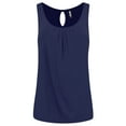thumbnail image 1 of Made by Johnny Women's Summer Sleeveless Pleated Back Closure Casual Tank Tops M NAVY, 1 of 6