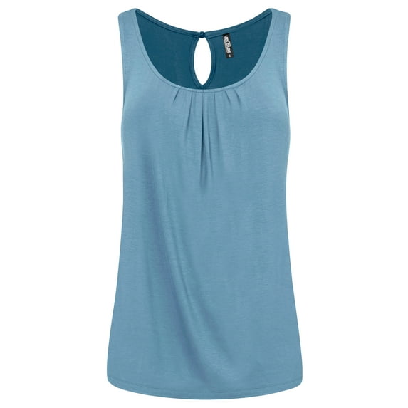 Made by Johnny Women's Summer Sleeveless Pleated Back Closure Casual Tank Tops S DENIM