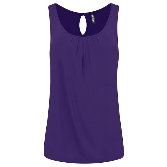 Made by Johnny Women's Summer Sleeveless Pleated Back Closure Casual Tank Tops XL DARK_PURPLE