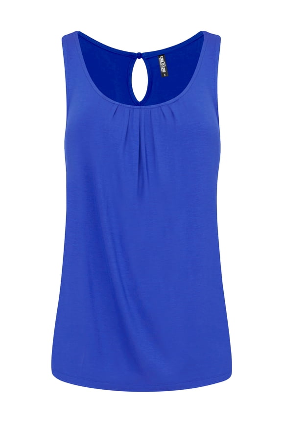 Women's Summer Sleeveless Pleated Back Closure Casual Tank Tops XL ROYAL_BRITE