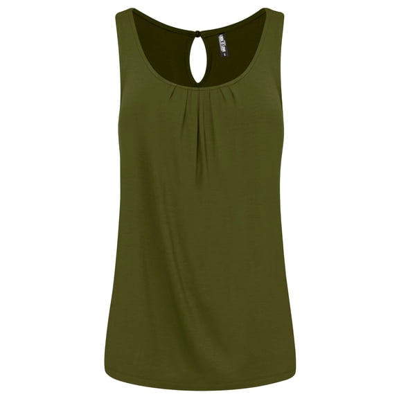 Made by Johnny Women's Summer Sleeveless Pleated Back Closure Casual Tank Tops XXXL OLIVE