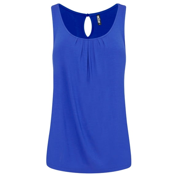 Made by Johnny Women's Summer Sleeveless Pleated Back Closure Casual Tank Tops XXXL ROYAL_BRITE