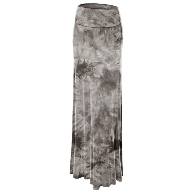 Made by Johnny Women's Tie Dye Fold Over Maxi Skirt S BROWN