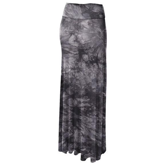 Made by Johnny Women's Tie Dye Fold Over Maxi Skirt XL BLACK