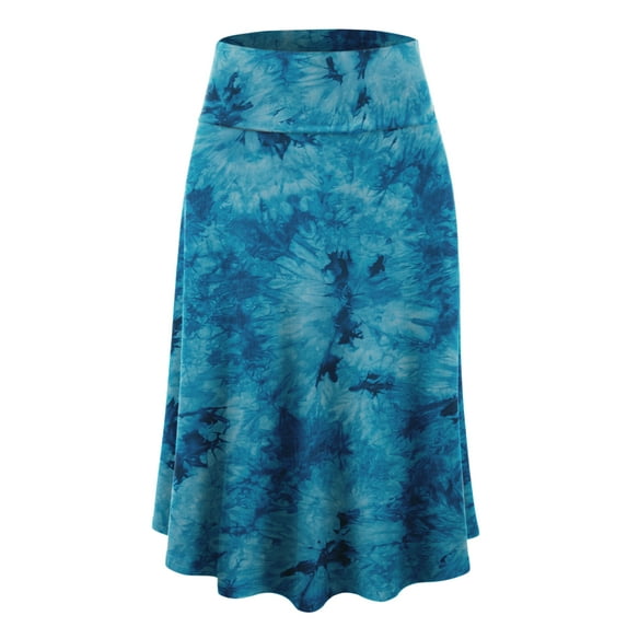 Made by Johnny Women's Tie Dye Lightweight Flare Midi Pull On Closure Skirt XXXL TEAL