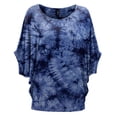 thumbnail image 1 of Made by Johnny Women's Tie Dye Scoop Neck Half Sleeve Batwing Dolman Top XXXL NAVY, 1 of 6