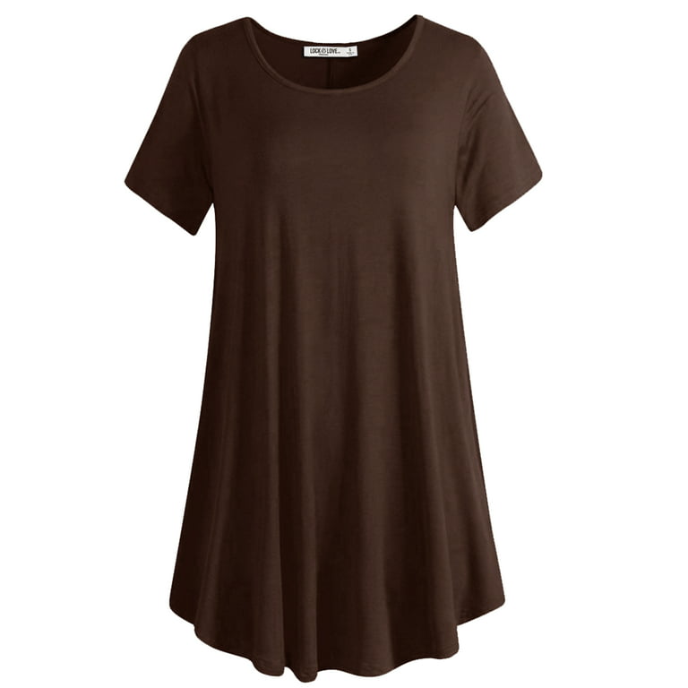 Made by Johnny Women's Tunic Top Casual T Shirt for Leggings S-5XL Plus  Size L BROWN 